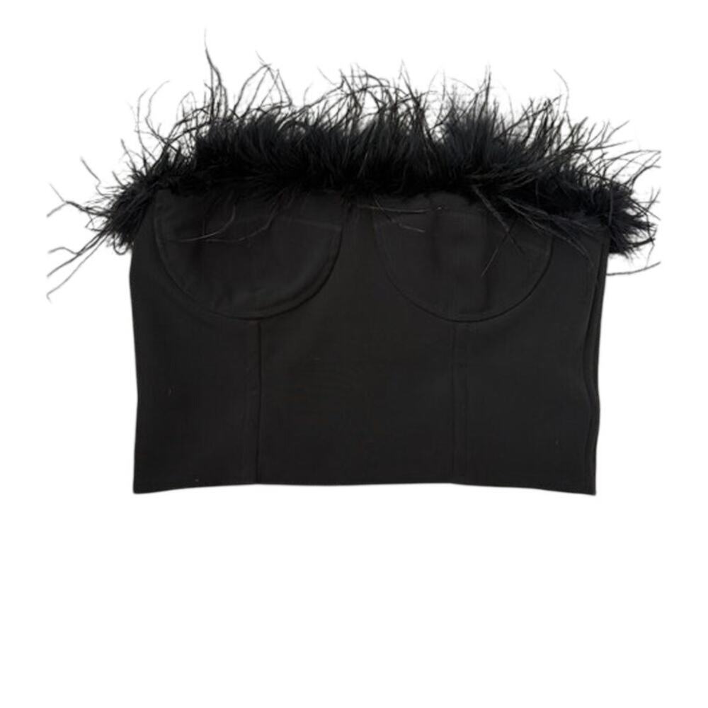 Womens Gianni Bini Strapless Feather Trim Top Size 4
